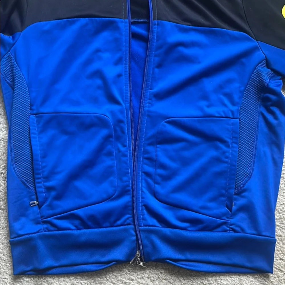 Blue and Black Track Jacket with Yellow Accents - Picture 3 of 5